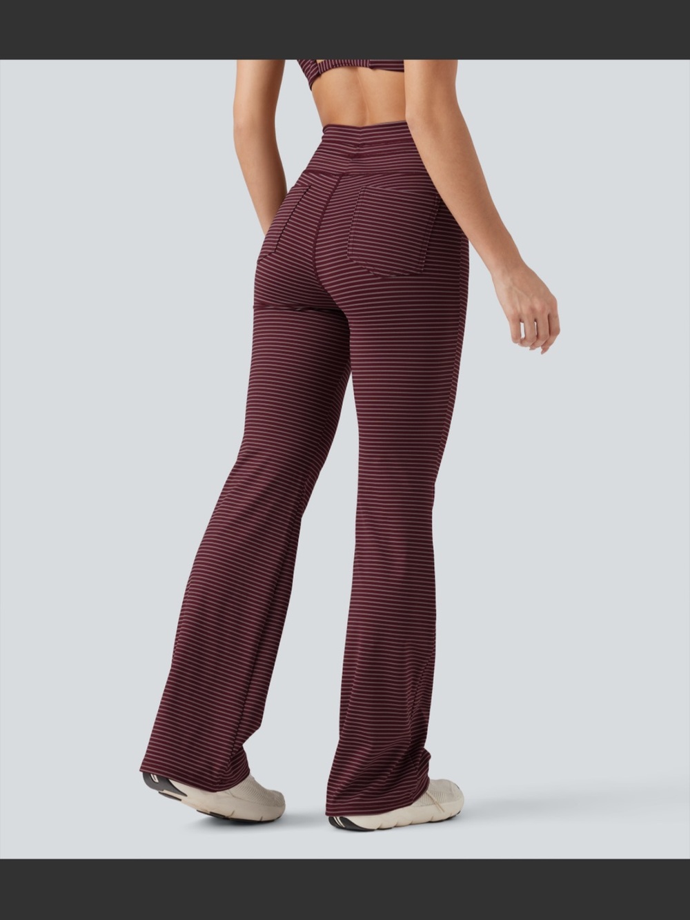HALARA Burgundy & Black Striped Wide Leg Lounge Pants - Picture 3 of 7